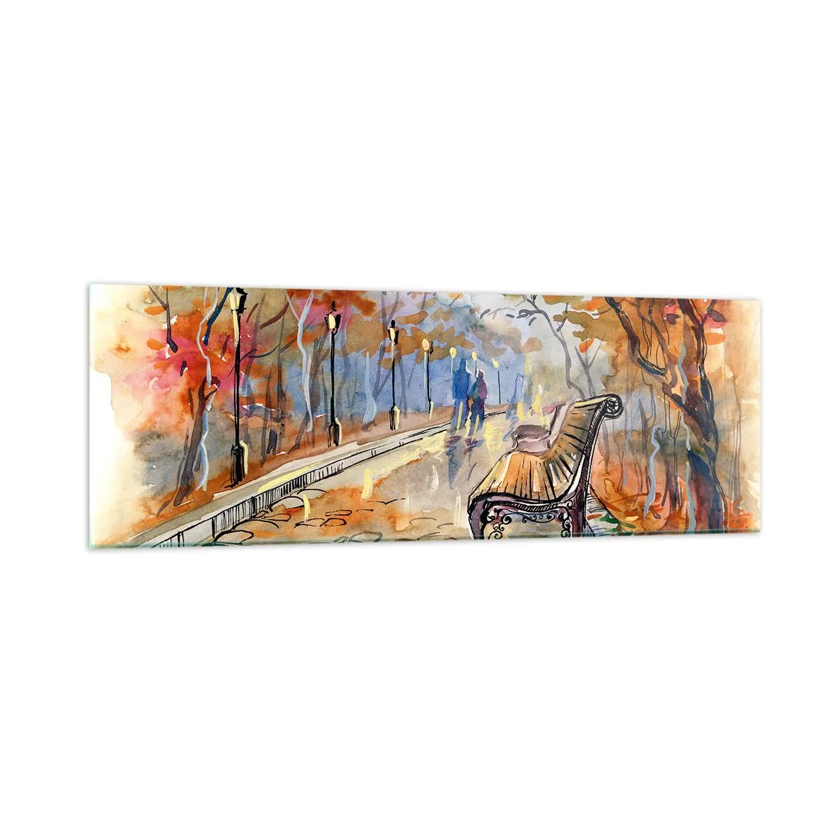 Quadro em vidro - Juntos pelo outono - 90x30 cm