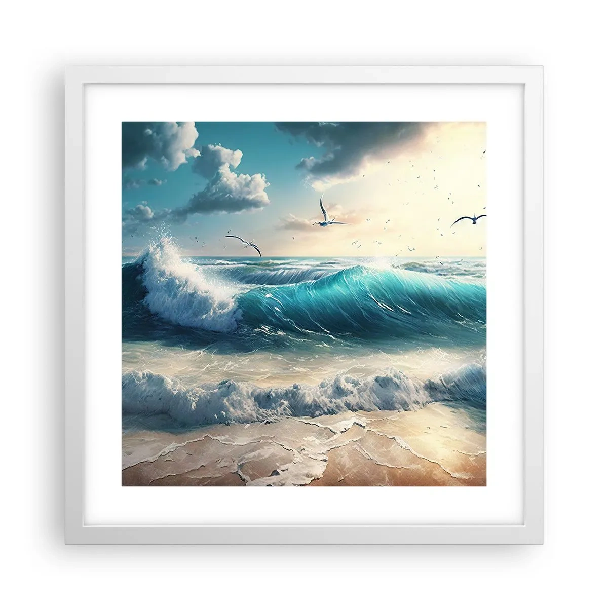 Pôster em moldura branca - Cantarola apenas para si - 40x40 cm