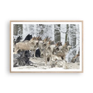 Pôster com moldura de carvalho claro - Família e amigos - 100x70 cm