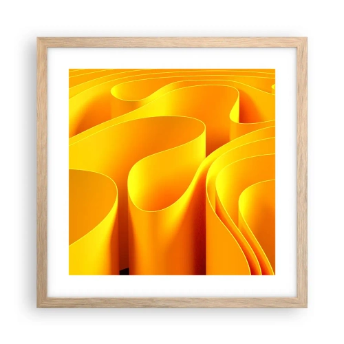 Pôster com moldura de carvalho claro - Como as ondas do sol - 40x40 cm