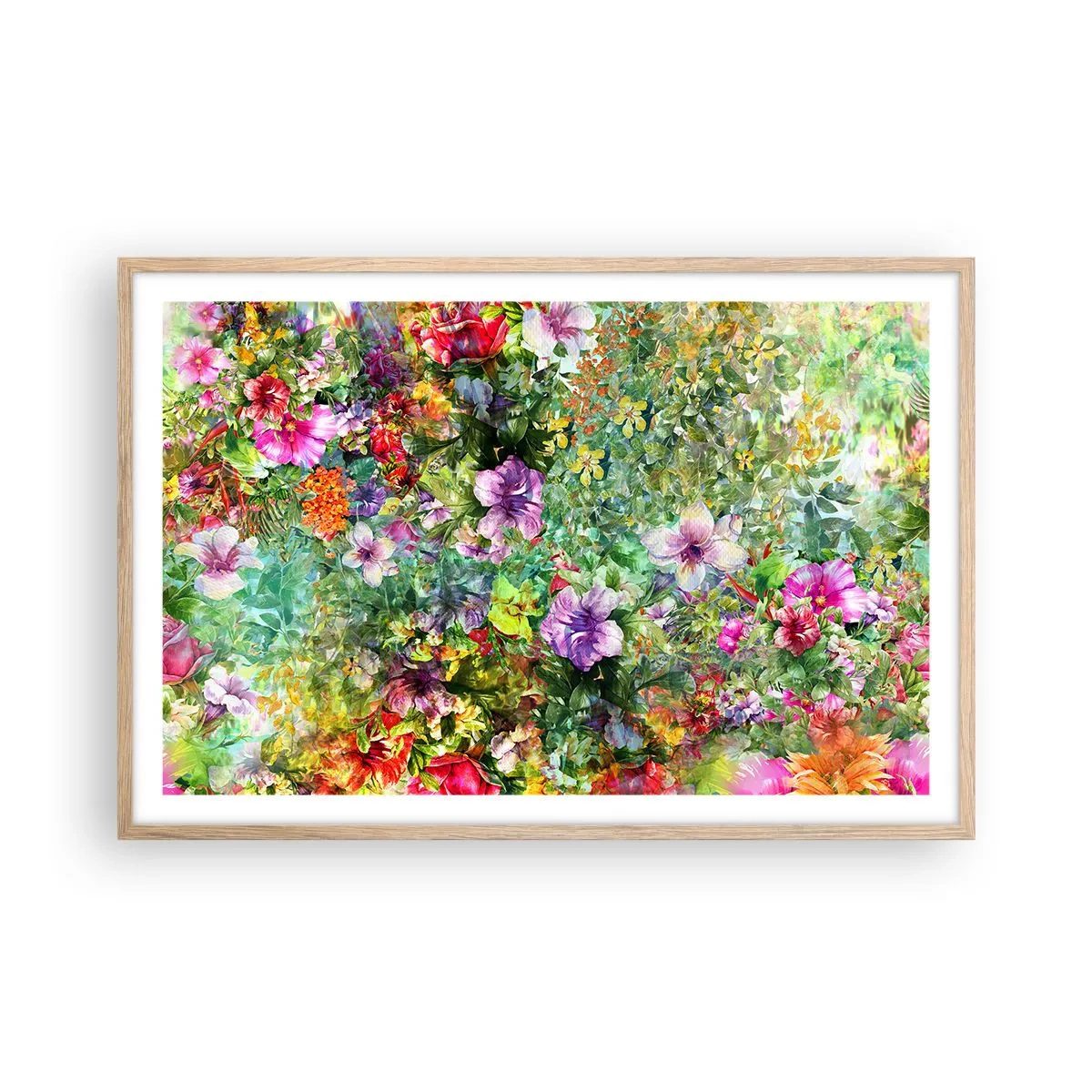 Pôster com moldura de carvalho claro - Nas flores para a perdição - 91x61 cm