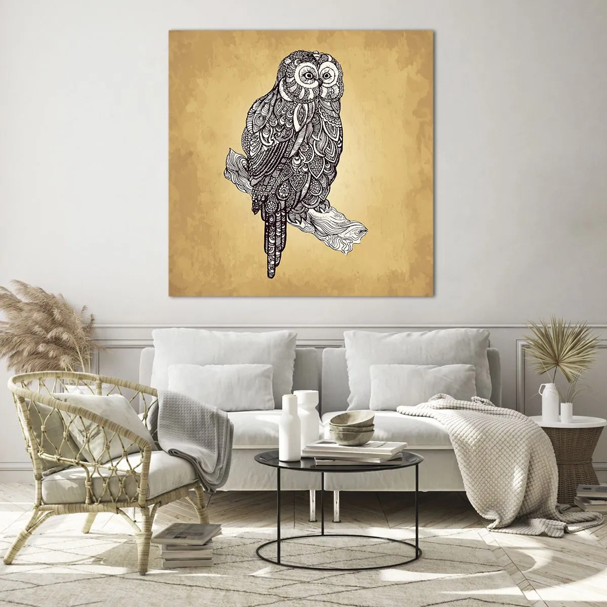 Quadro em vidro - Ornamentos intrincados de sabedoria - 70x70 cm