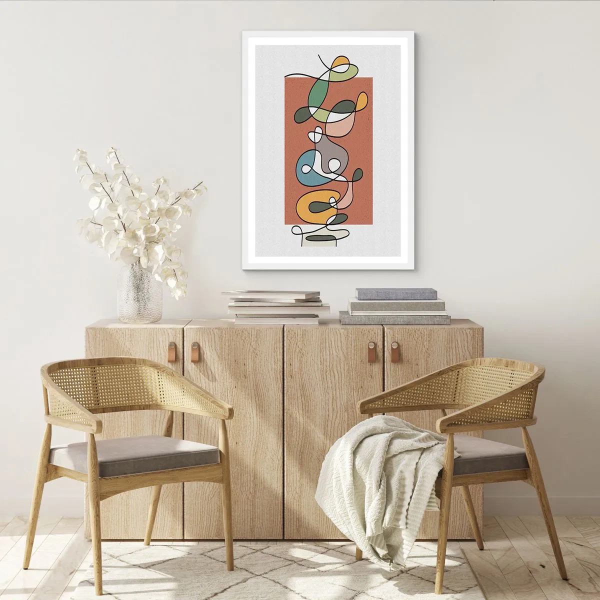 Pôster em moldura branca - Abstração: dança colorida - 70x100 cm