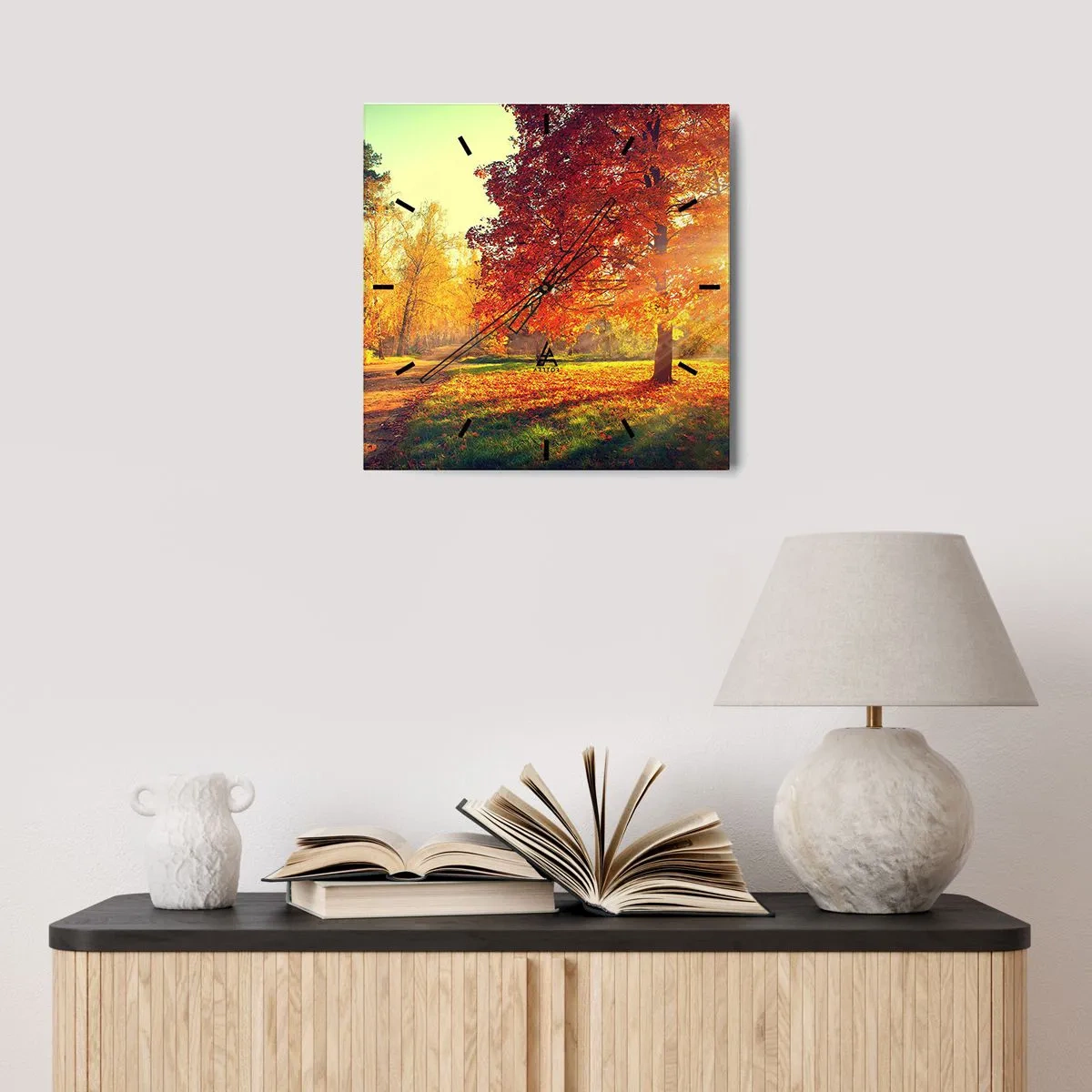 Relógio de parede - Relógio em vidro - O vermelho é lindo - 30x30 cm