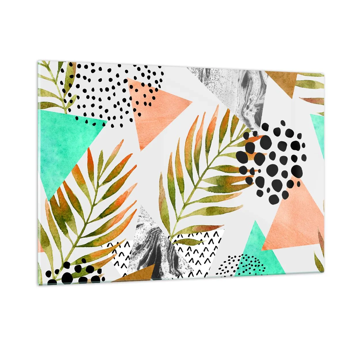 Quadro em vidro - Decoração em folha de palmeira - 120x80 cm