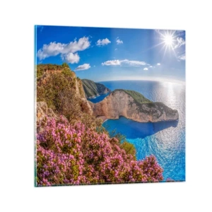 Quadro em vidro - As minhas grandes férias gregas - 40x40 cm