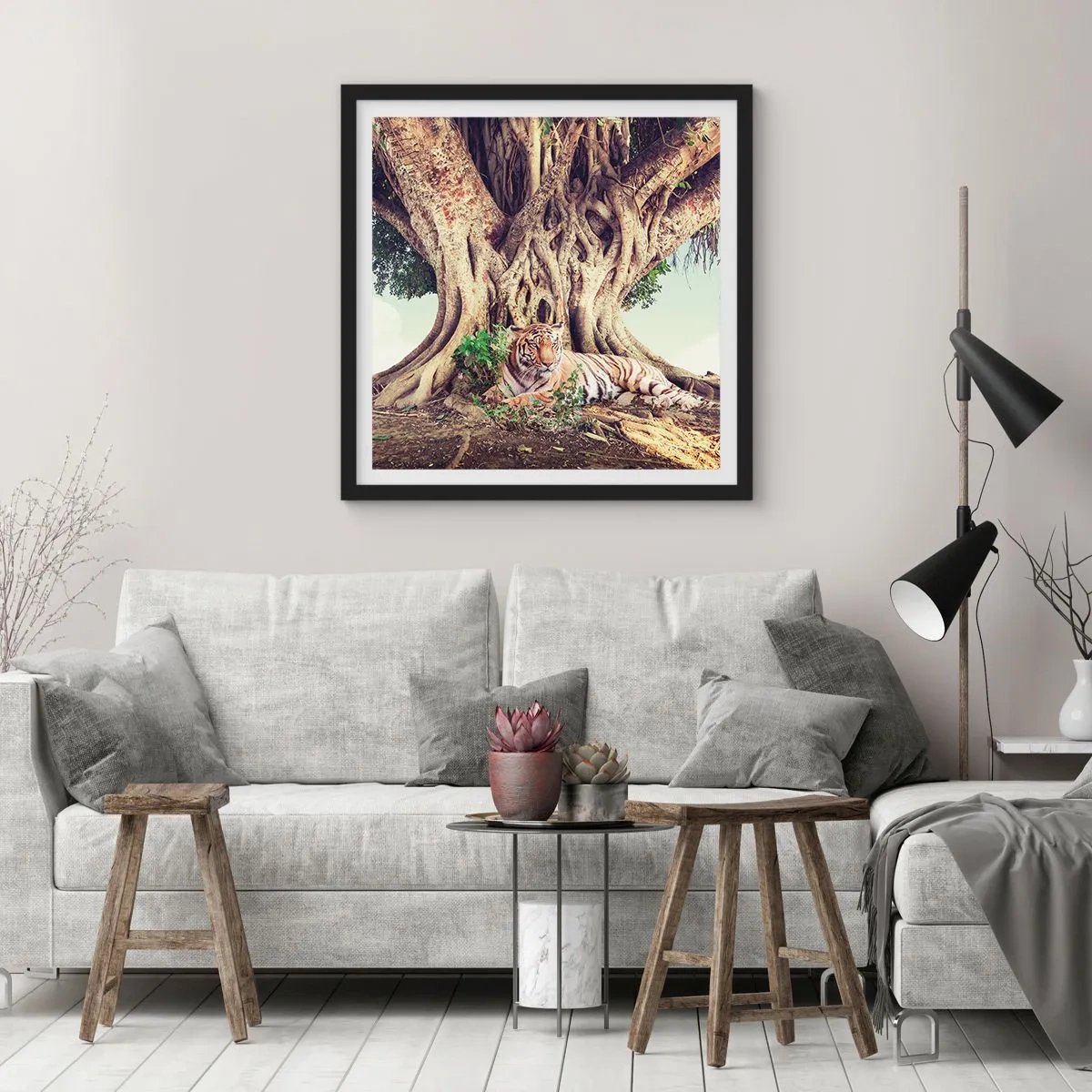 Pôster com moldura preta - Vista do livro de Gênesis - 50x50 cm