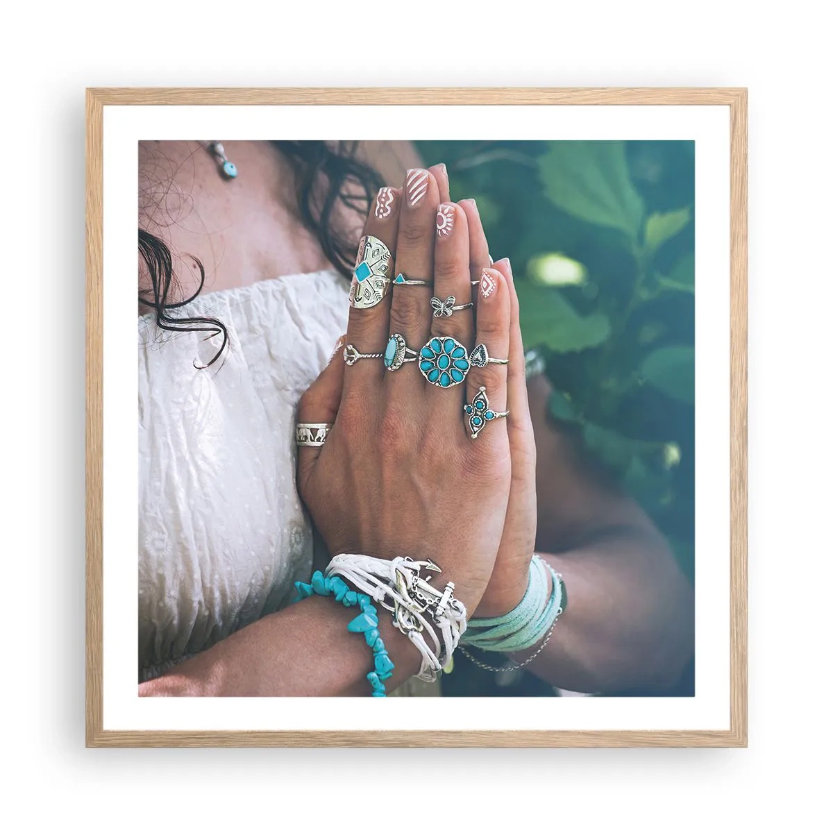 Pôster com moldura de carvalho claro - Bem-vindo ao centro do ser - 60x60 cm