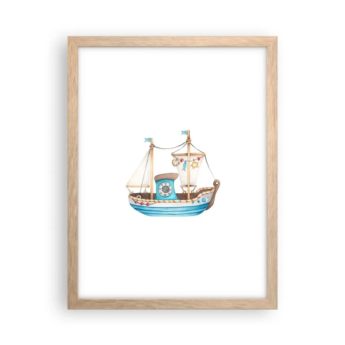 Pôster com moldura de carvalho claro - Vamos a isso! - 30x40 cm