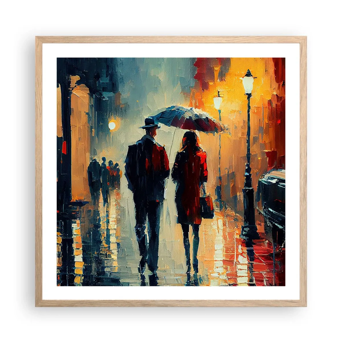 Pôster com moldura de carvalho claro - História de amor urbano - 60x60 cm