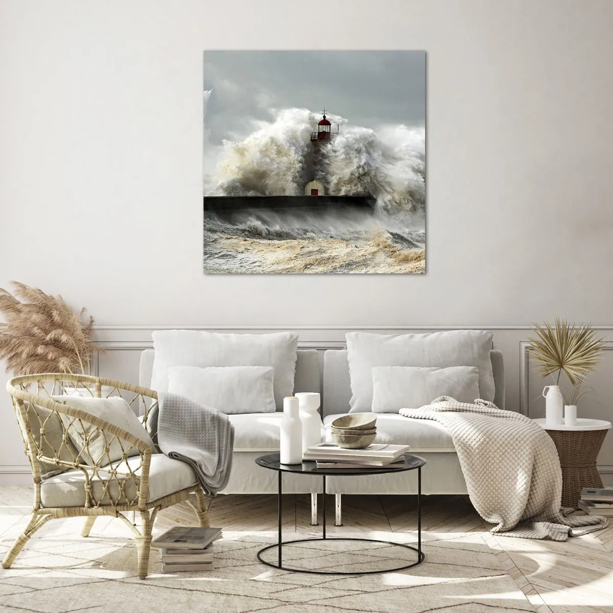 Quadro em vidro - A ira do oceano - 40x40 cm