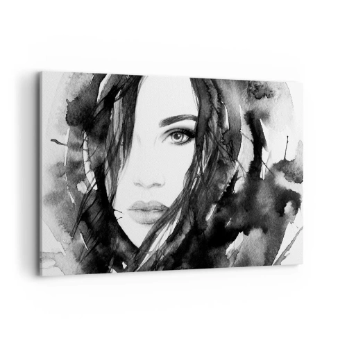 Quadro em tela - Retrato de uma dama a preto e branco - 120x80 cm