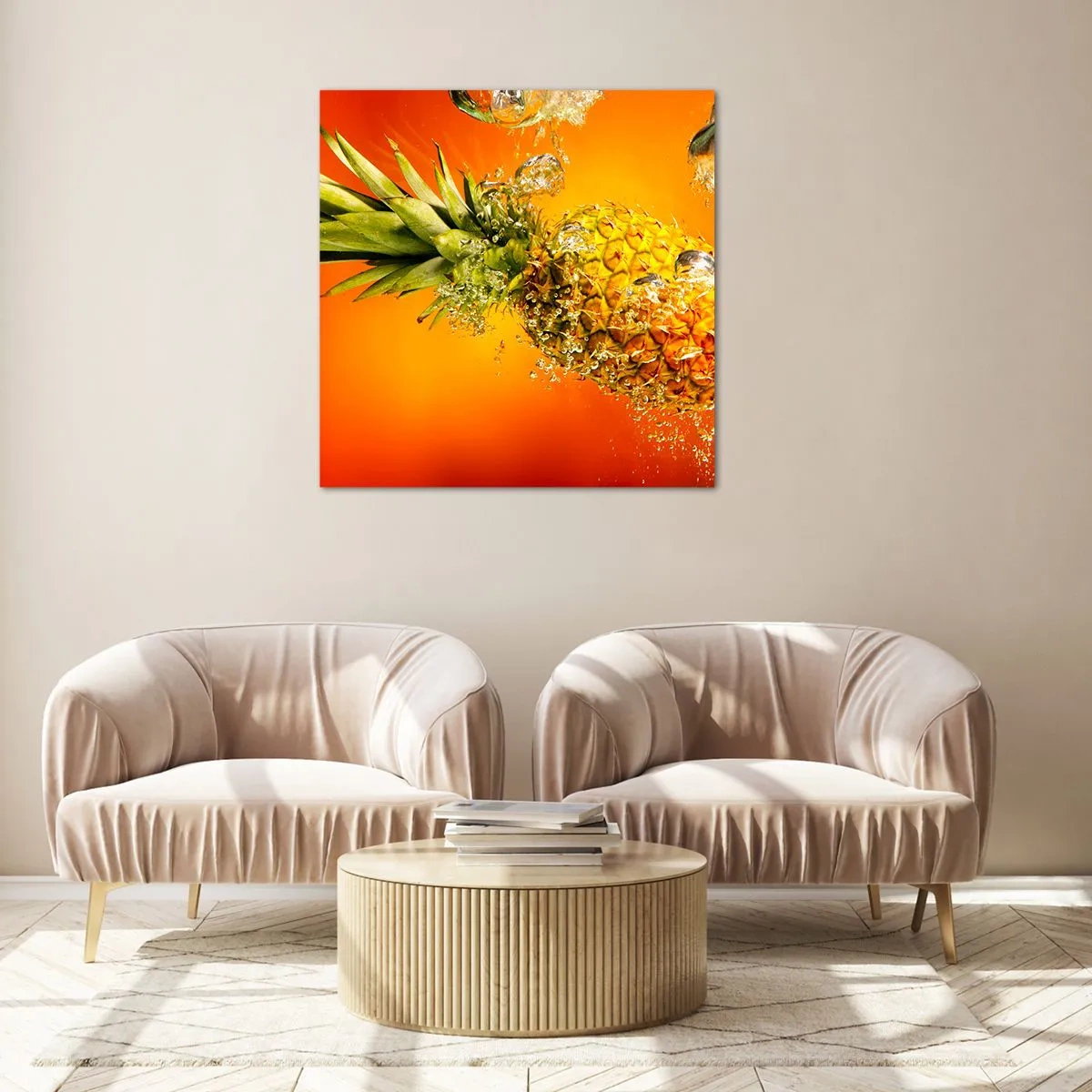 Quadro em vidro - Frescor suculento tropical - 60x60 cm