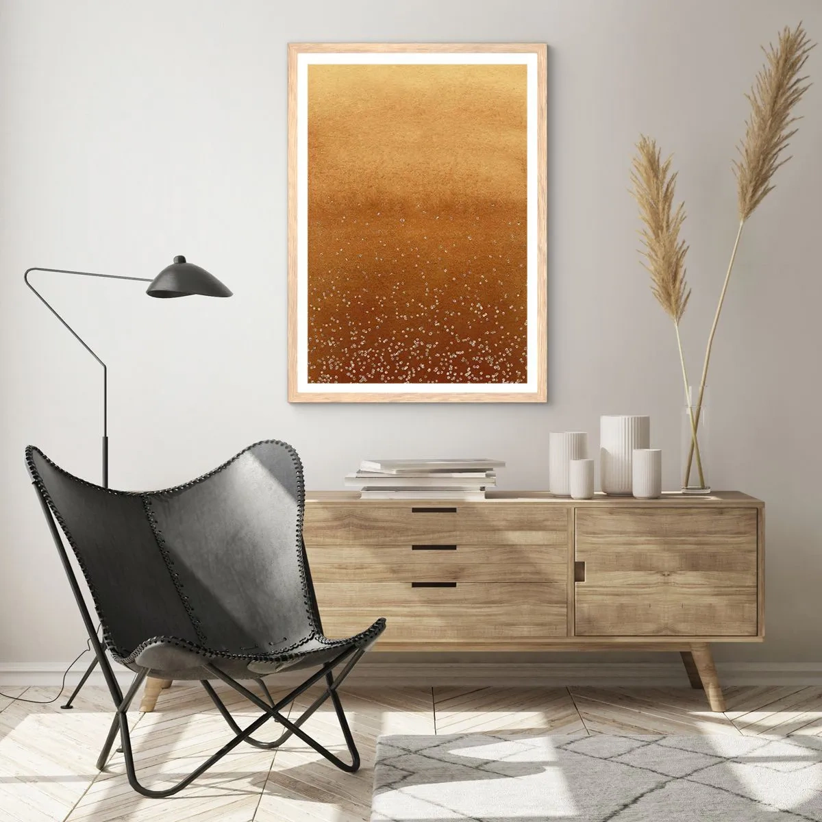 Pôster com moldura de carvalho claro - O nascimento da luz - 70x100 cm