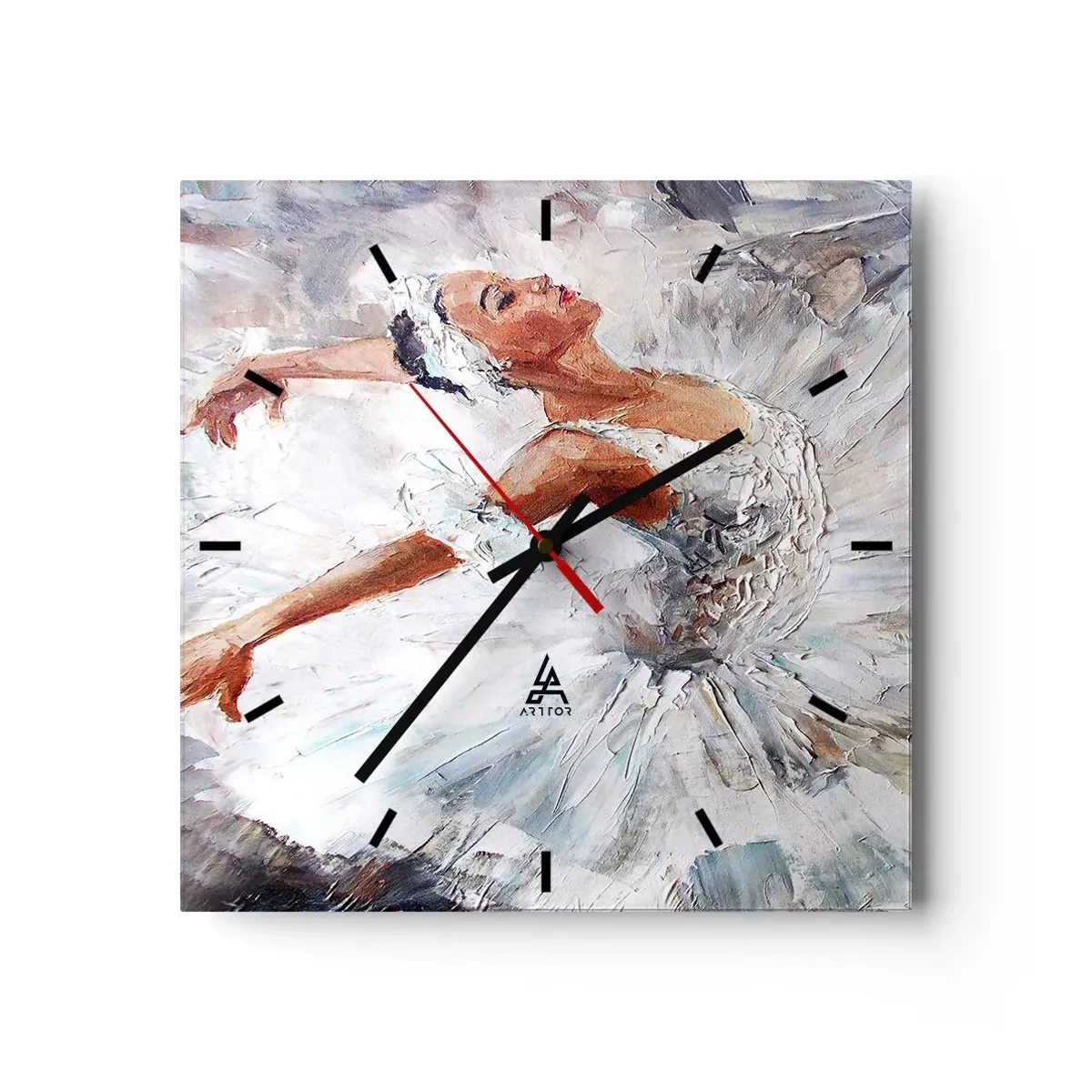 Relógio de parede - Relógio em vidro - Delicado e leve como tule - 30x30 cm