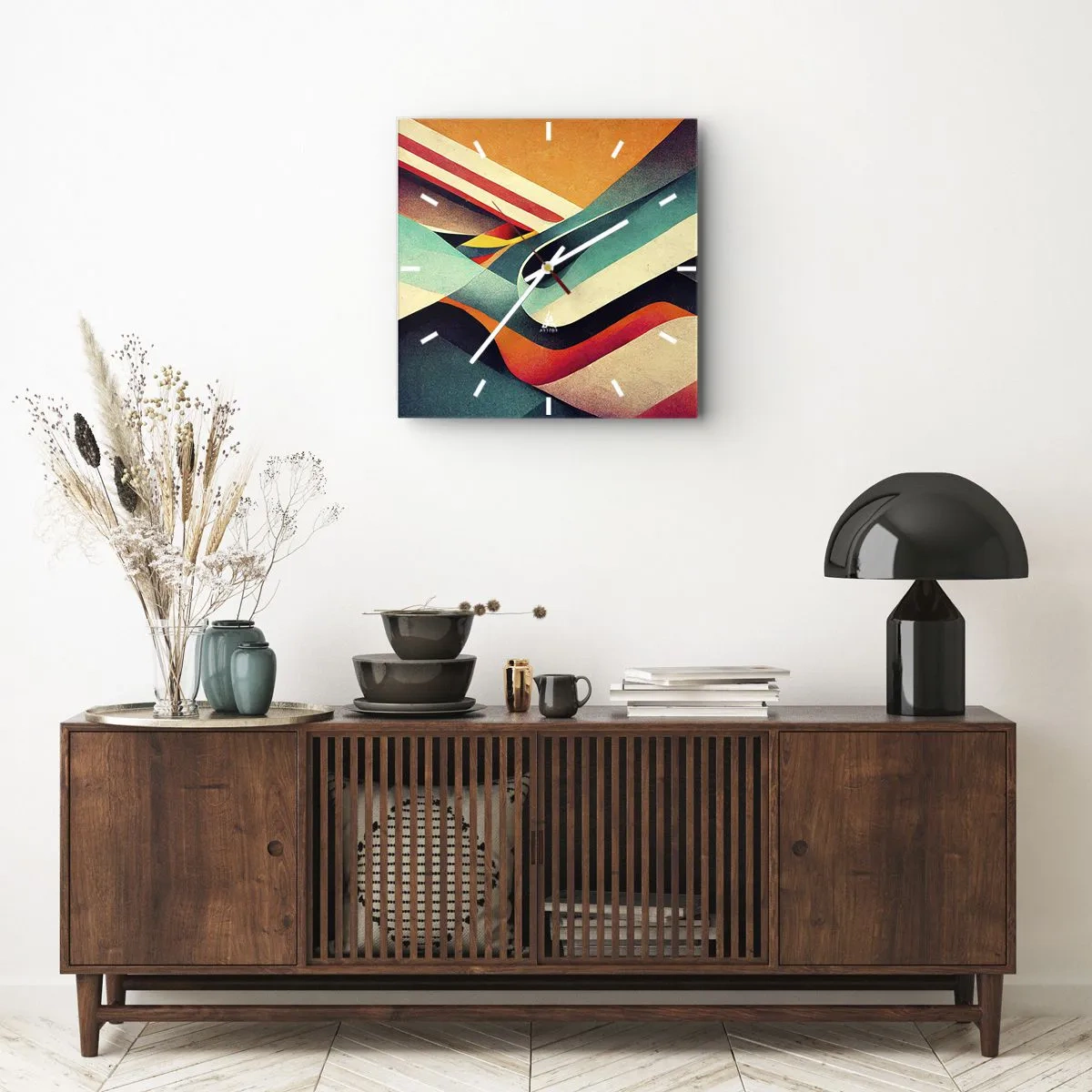 Relógio de parede - Relógio em vidro - Composição intensa - 40x40 cm