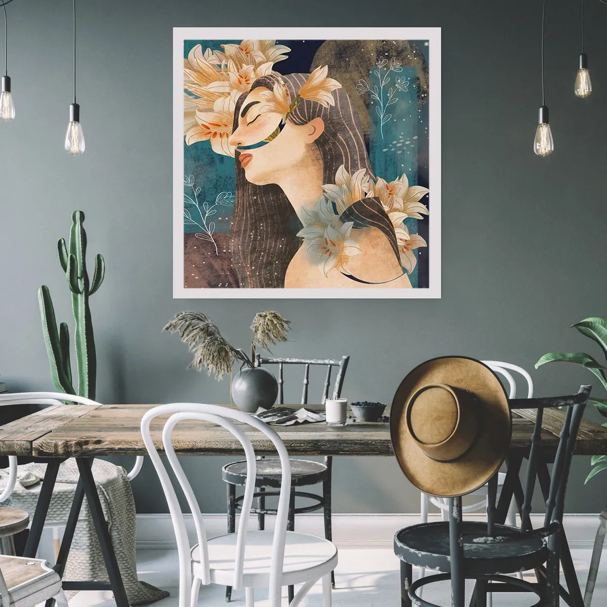 Pôster - O conto da princesa com lírios - 60x60 cm