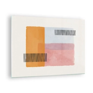 Quadro em vidro - Retângulos abstratos com linhas em estilo minimalista - 70x50cm - De canto a canto - Decoração de parede moderna para a sala de estar e quarto ARTTOR