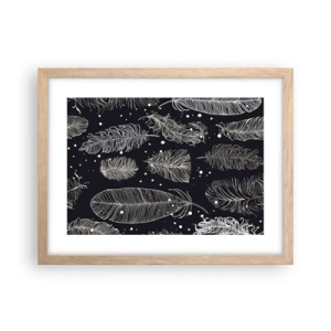 Pôster com moldura de carvalho claro - Rendas de penas - 40x30 cm