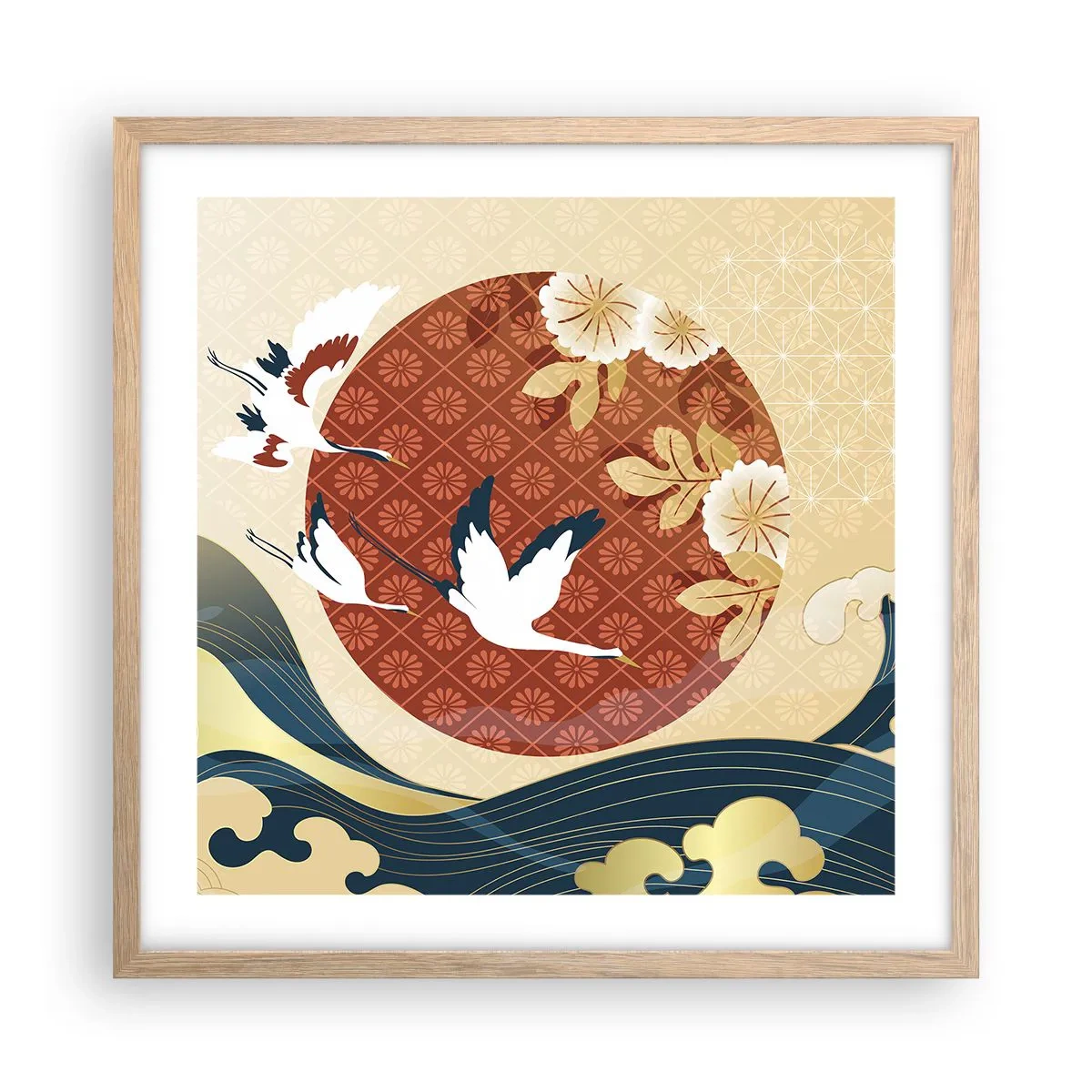 Pôster com moldura de carvalho claro - Conto de fadas japonês - 50x50 cm