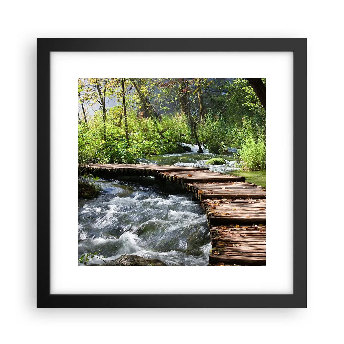 Pôster com moldura preta - Sobre a cascata espumosa - 30x30 cm