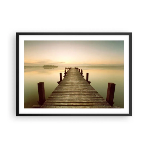 Pôster com moldura preta - Antes do amanhecer, nascer do sol, luz - 70x50 cm