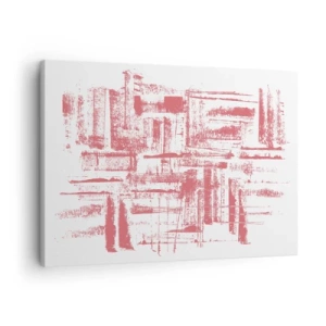 Quadro em tela - Texturas abstratas rosa em fundo branco - 70x50cm - Cidade Vermelha - Decoração de parede moderna para a sala de estar e quarto ARTTOR