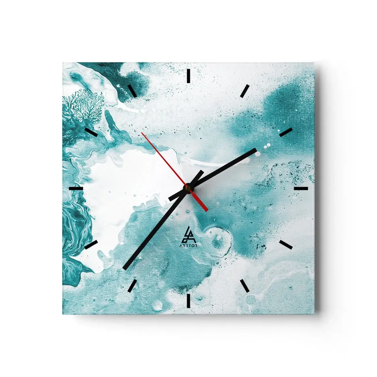 Relógio de parede - Relógio em vidro - Inundado em azul - 30x30 cm