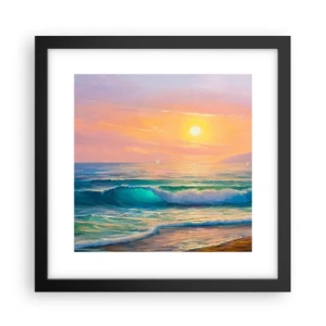 Pôster com moldura preta - O canto turquesa das ondas - 30x30 cm