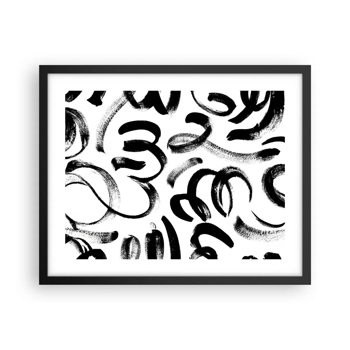 Pôster com moldura preta - Preto sobre branco - 50x40 cm
