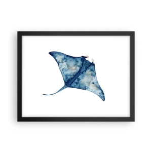 Pôster com moldura preta - A vida em azul - 40x30 cm