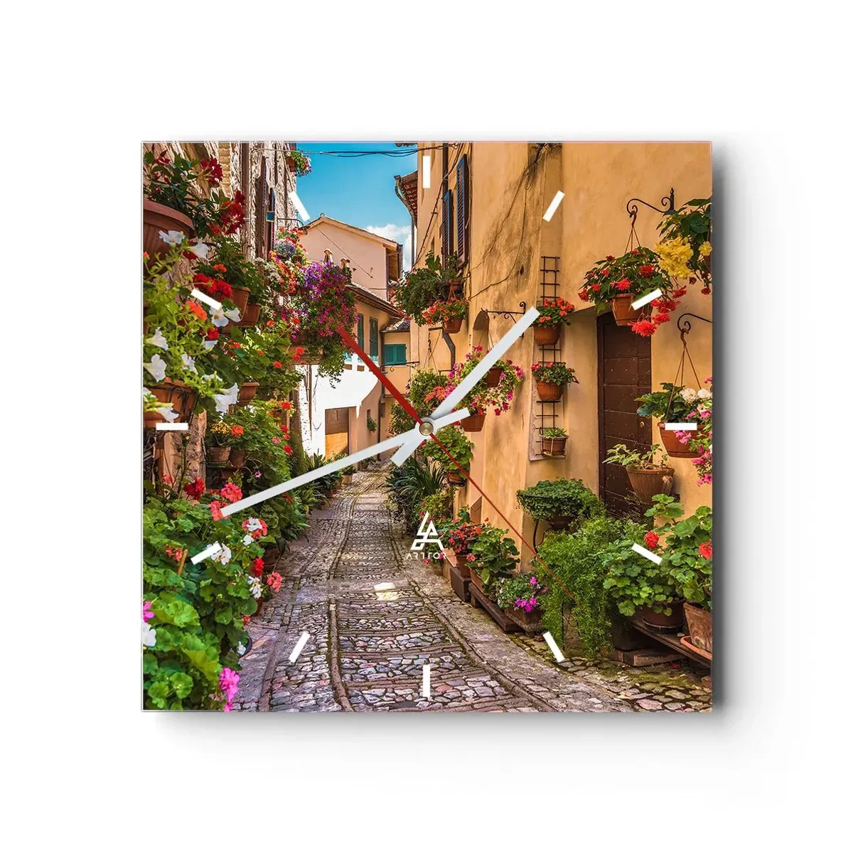 Relógio de parede - Relógio em vidro - Beco italiano - 30x30 cm