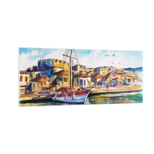 Quadro em vidro - Tarde de arco-íris - 100x40 cm