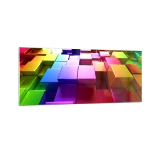 Quadro em vidro - Op-art juntos como uma equipa - 100x40 cm