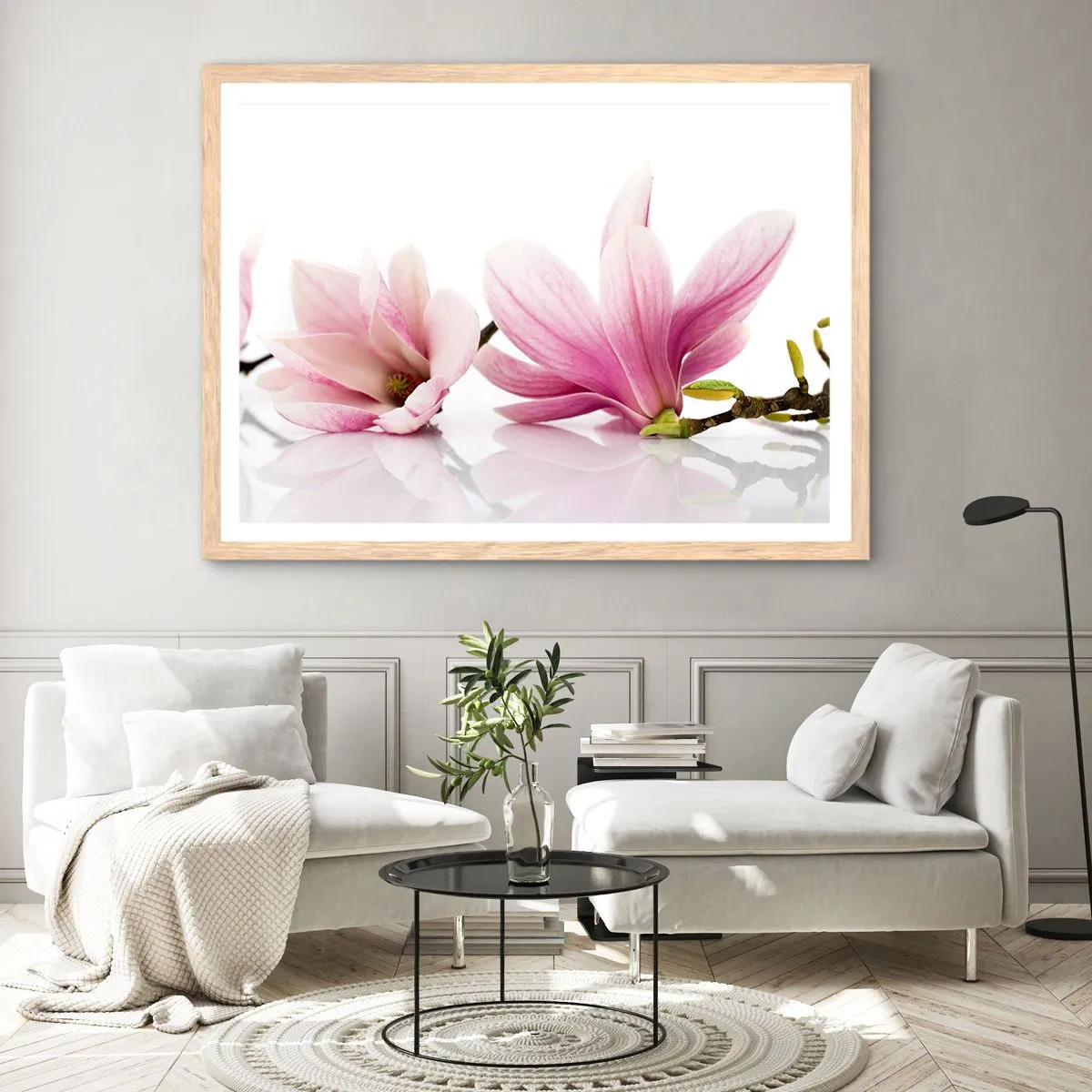 Pôster com moldura de carvalho claro - Suave como um sopro de primavera - 40x30 cm
