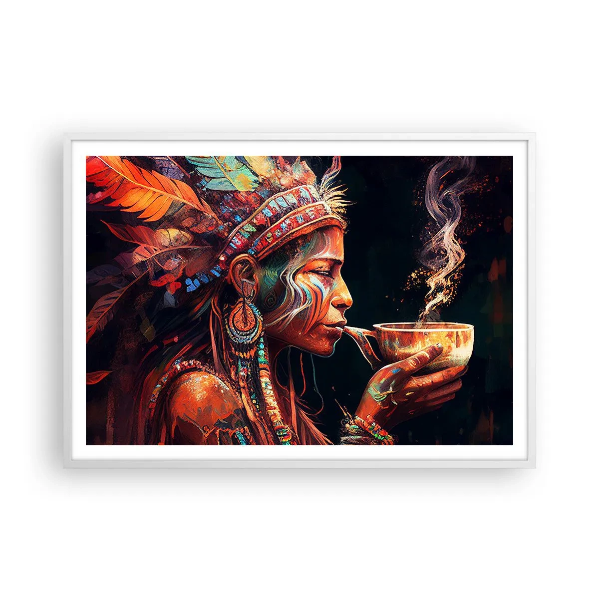 Pôster em moldura branca - Ritual mágico - 100x70 cm