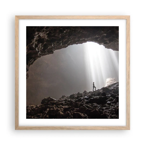 Pôster com moldura de carvalho claro - Gruta luminosa - 50x50 cm