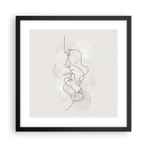 Pôster com moldura preta - Emaranhados num abraço - 40x40 cm