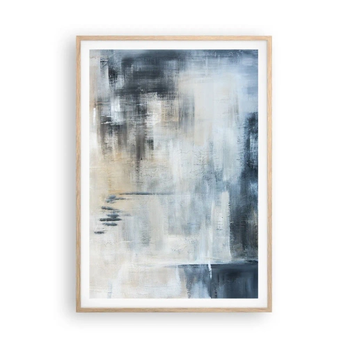 Pôster com moldura de carvalho claro - Atrás da cortina azul - 70x100 cm