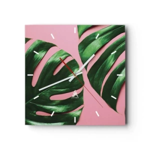 Relógio de parede - Relógio em vidro - Encontro verde - 40x40 cm