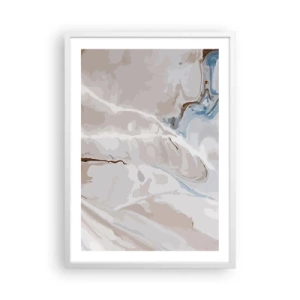 Pôster em moldura branca - Meandros azuis sob branco - 50x70 cm