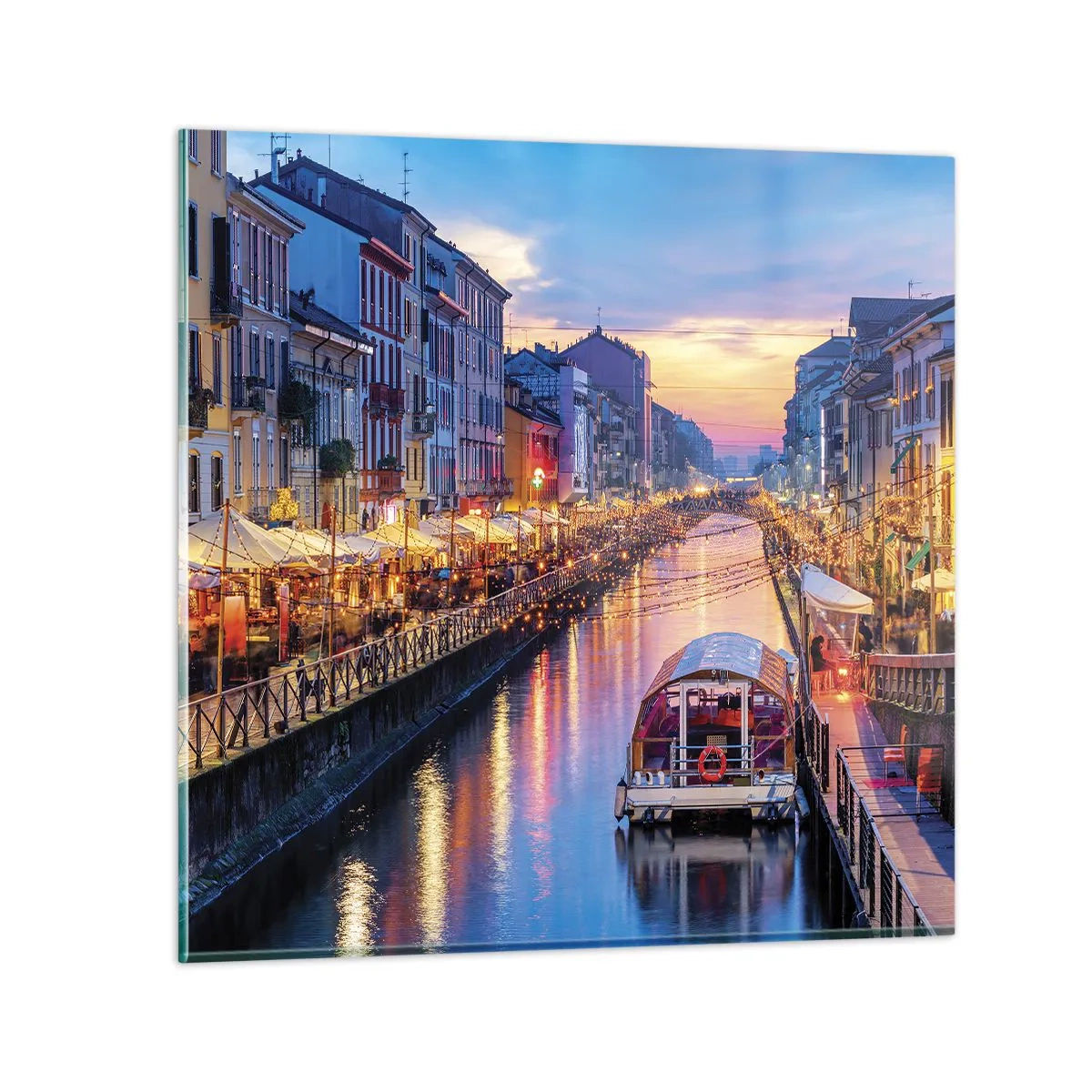 Quadro em vidro - Uma noite de luz e diversão - 40x40 cm