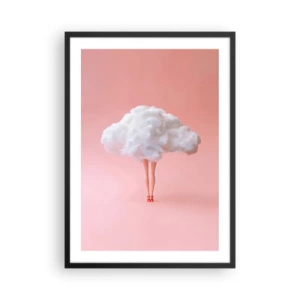 Pôster com moldura preta - Uma nuvem elegante com pernas em um fundo rosa - 50x70cm - Doce promessa - Decoração de parede moderna para a sala de estar e quarto ARTTOR