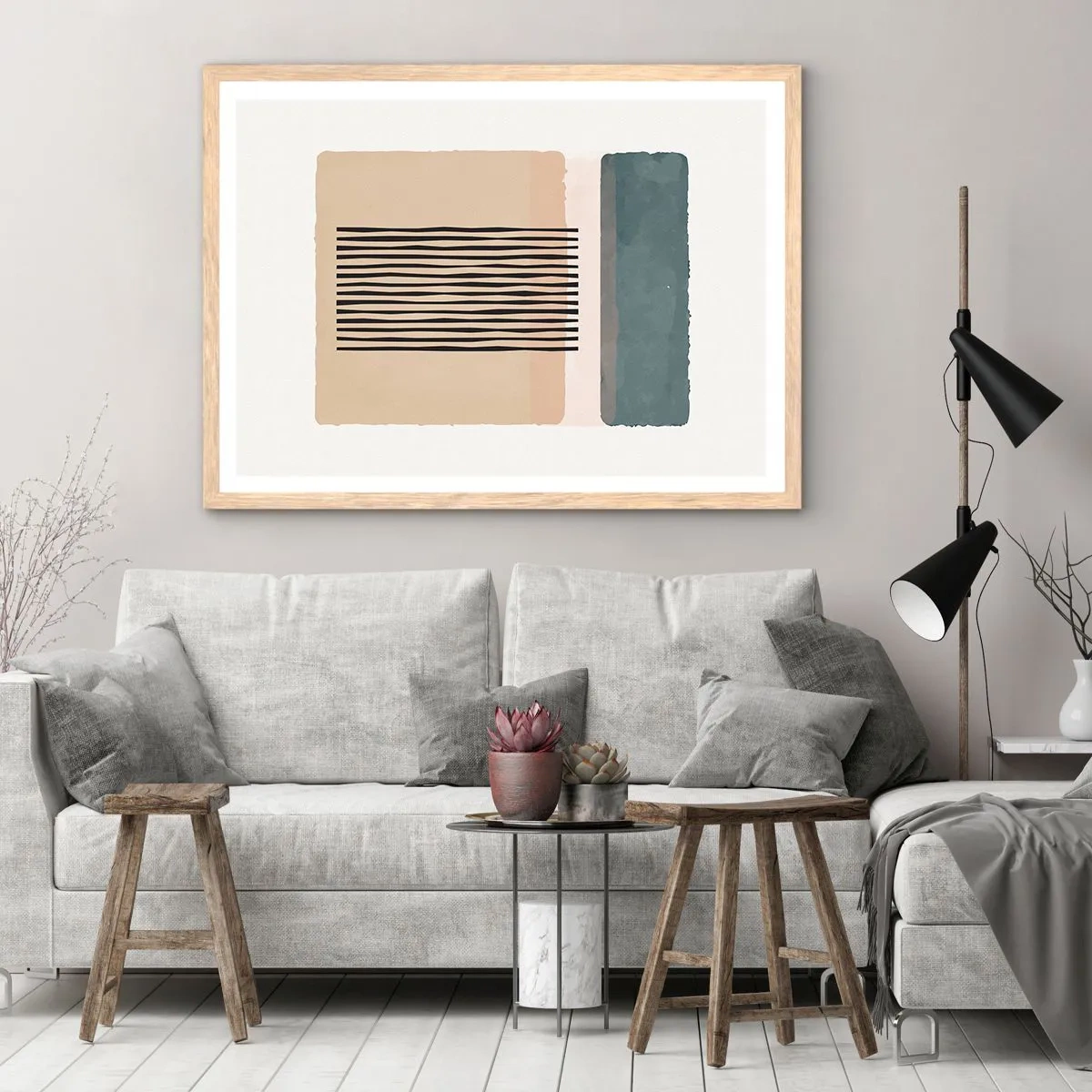 Pôster com moldura de carvalho claro - Está tudo bem - 91x61 cm