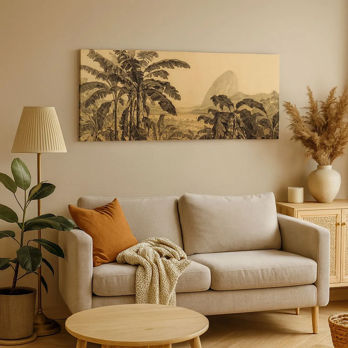 Quadro em tela - num clima colonial - 100x40 cm