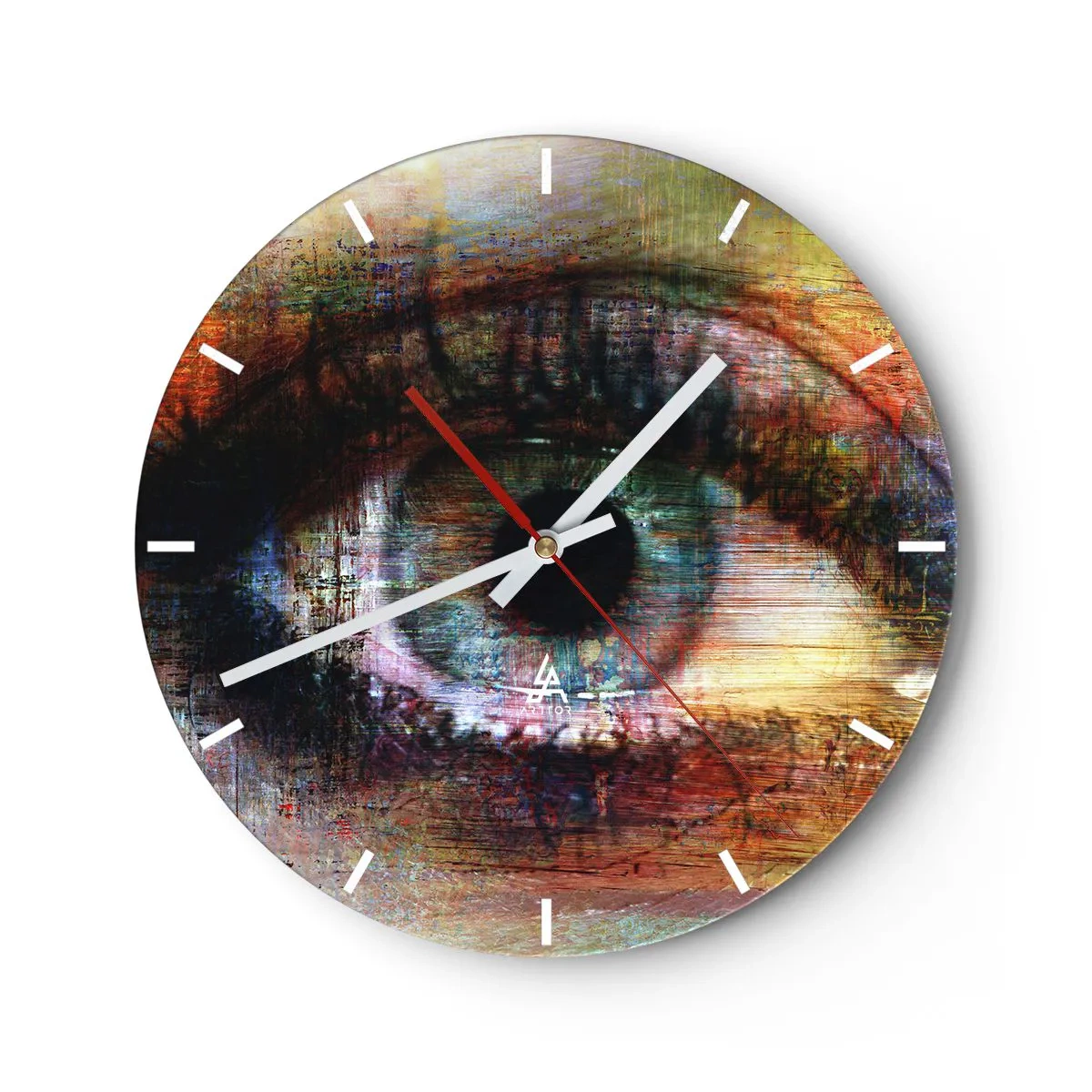 Relógio de parede - Relógio em vidro - Um olhar artístico em cores intensas e contrastantes - 30x30cm - Pode olhar para a alma - Decoração de parede moderna para a sala de estar, cozinha e quarto ARTTOR