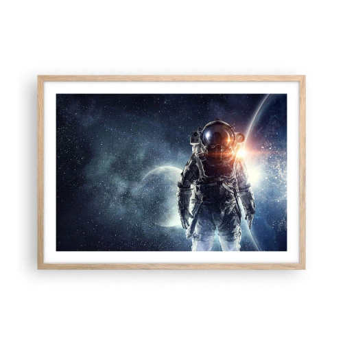Pôster com moldura de carvalho claro - Aventura espacial - 70x50 cm