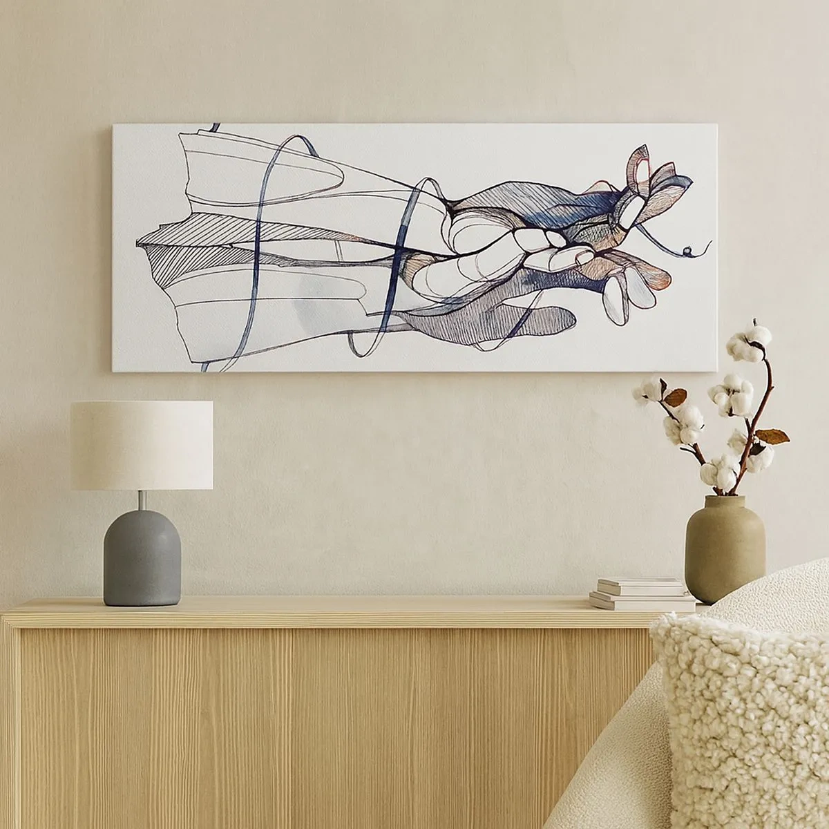 Quadro em tela - Estudo do toque - 100x40 cm