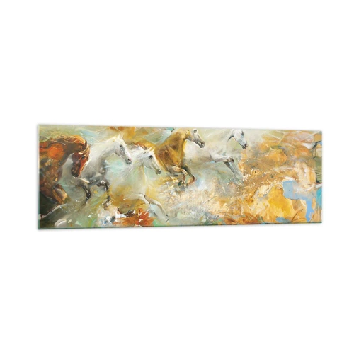 Quadro em vidro - A galope através da luz - 160x50 cm