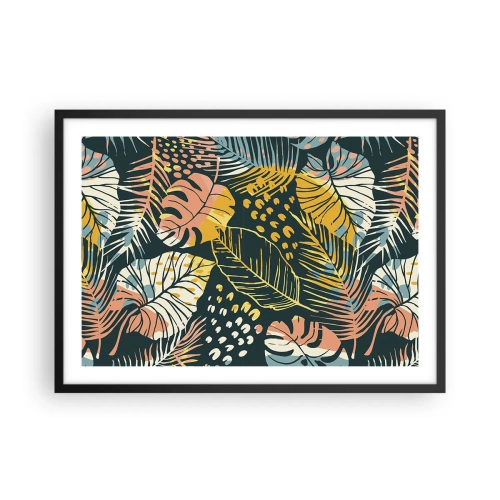 Pôster com moldura preta - Fantasia de folhas - 70x50 cm